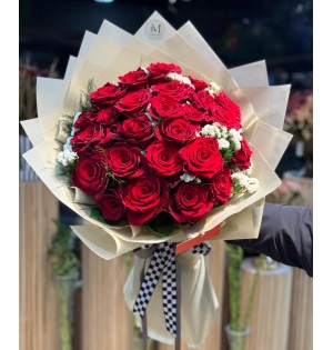 25 Kırmızı Güllü Buket